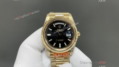 Rolex Daydate 40mm 3255 Movement Black Face Yellow Gold President Band Watch
